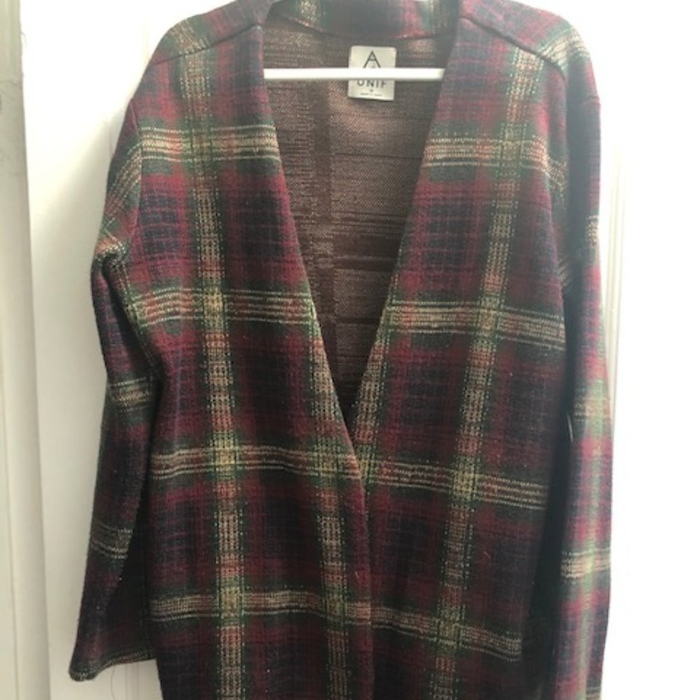 Oversized Plaid Cardigan